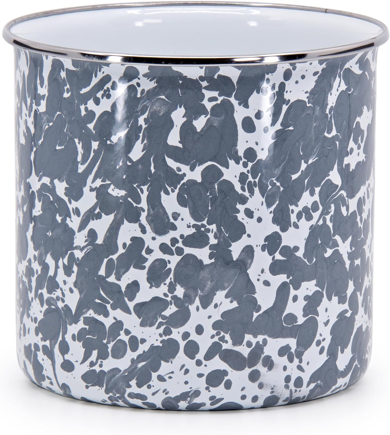 Golden Rabbit Enamelware Utensil Holder, Grey Swirl