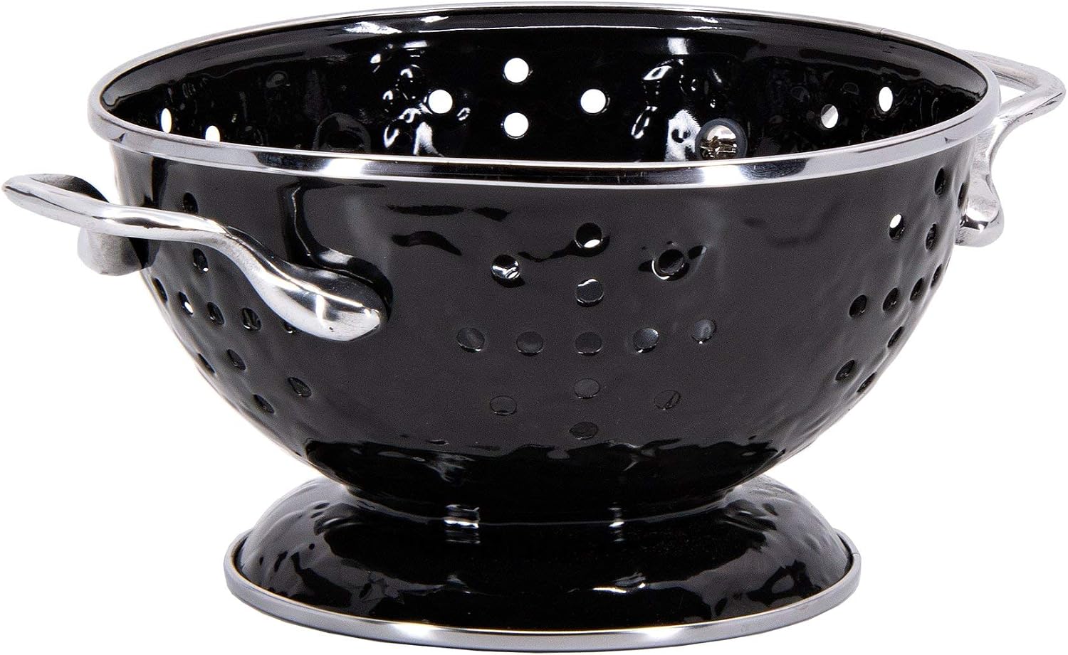 Golden Rabbit Enamelware Petite Colander, 1 quart, Solid Black Textured