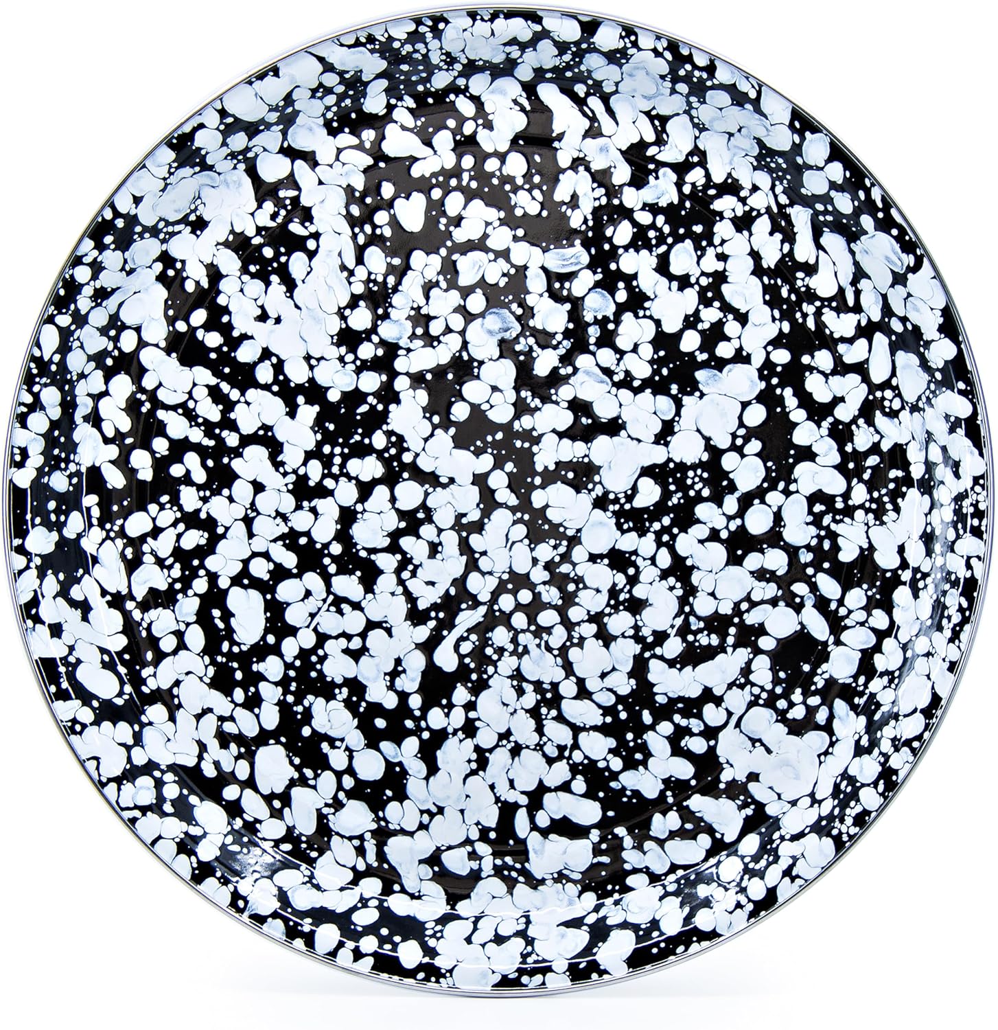 Golden Rabbit Enamelware Large Serving Tray, 20 inch, Black Swirl