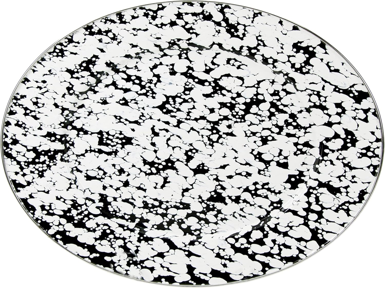 Golden Rabbit Enamelware Oval Platter, 12 x 16in, Black Swirl