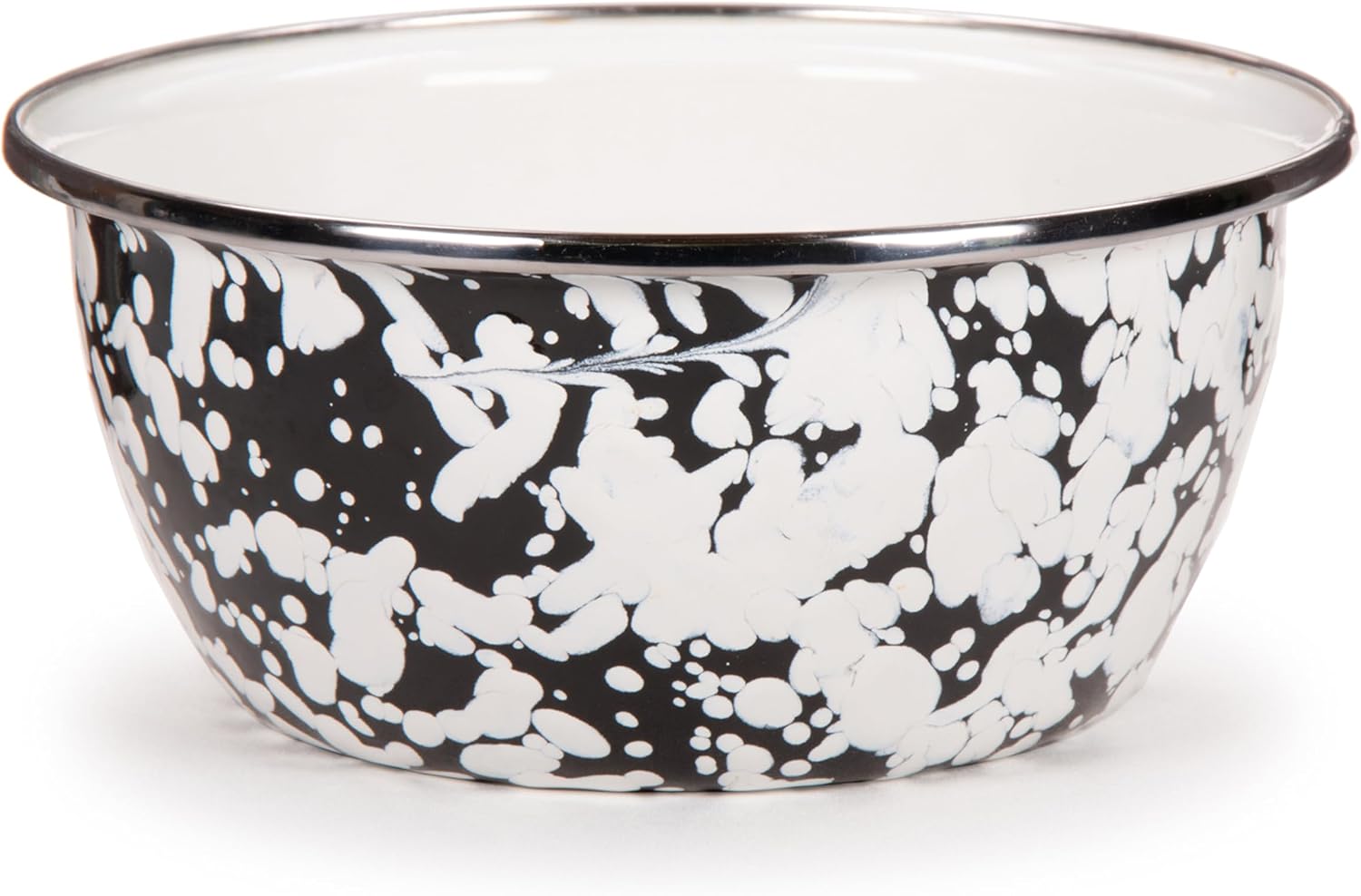 Golden Rabbit Enamelware Salad Bowls, 24 ounce, Black Swirl, Set of 4