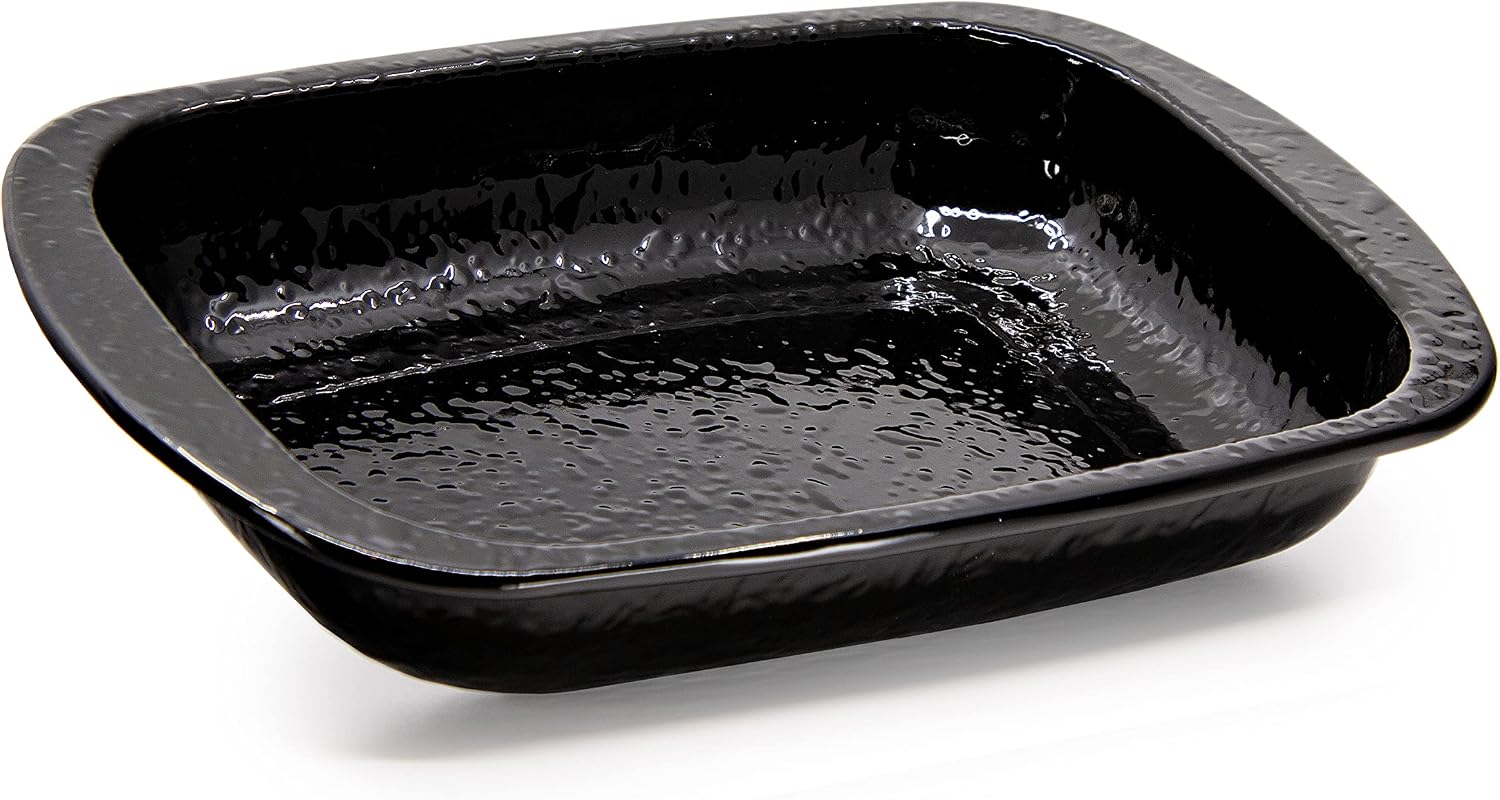 Golden Rabbit Enamelware Baking Pan, 3 quart, Solid Black Textured