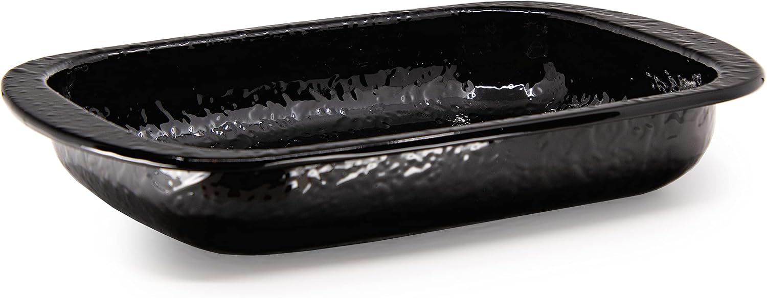 Golden Rabbit Enamelware Baking Pan, 3 quart, Solid Black Textured