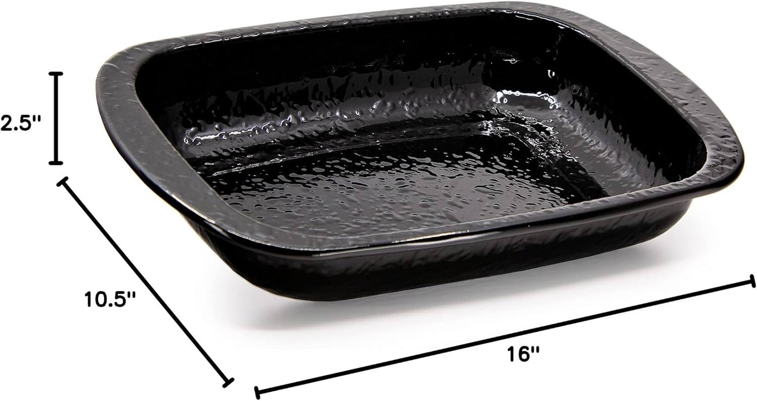 Golden Rabbit Enamelware Baking Pan, 3 quart, Solid Black Textured