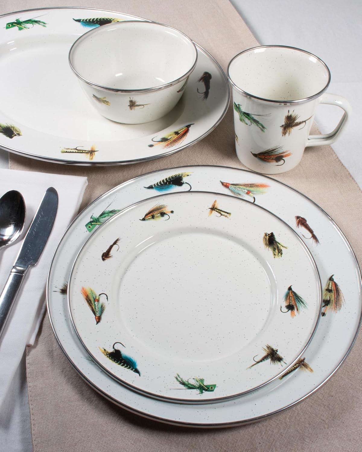 Golden Rabbit Enamelware Medium Tray, 15.5 inch, Fishing Fly