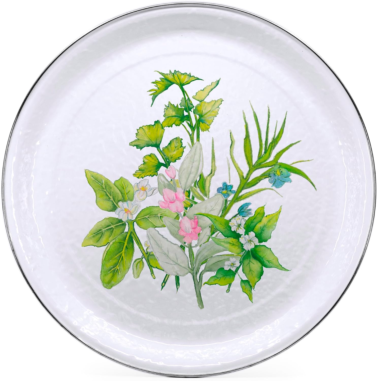 Golden Rabbit Enamelware Medium Tray, 15.5 inch, Herbs