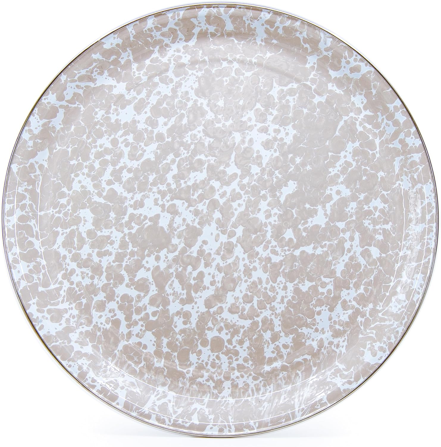 Golden Rabbit Enamelware Medium Tray, 15.5 inch, Taupe Swirl
