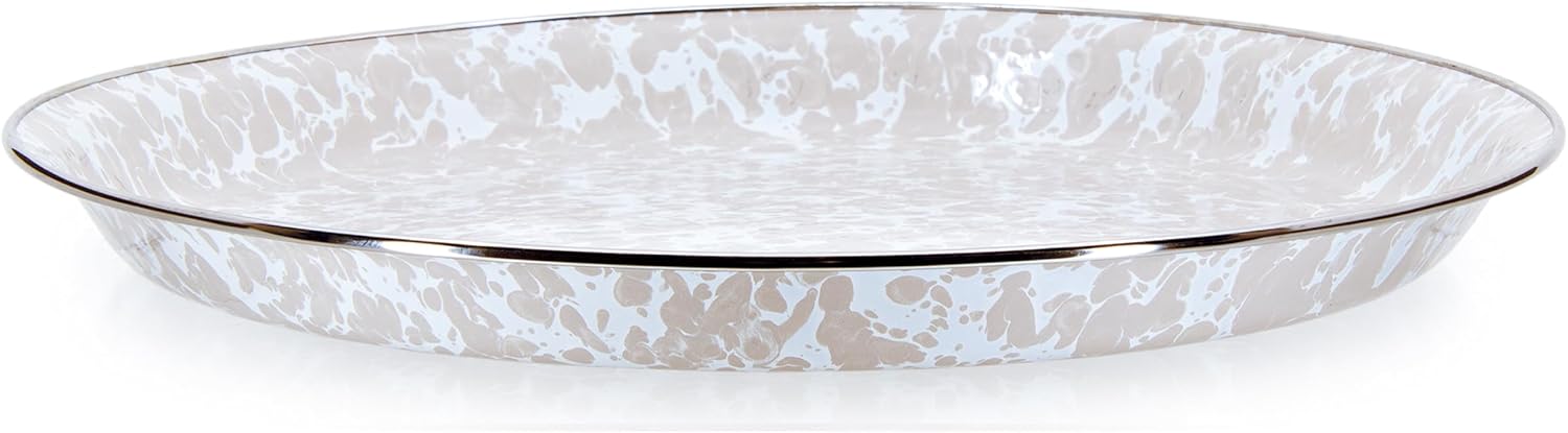 Golden Rabbit Enamelware Medium Tray, 15.5 inch, Taupe Swirl