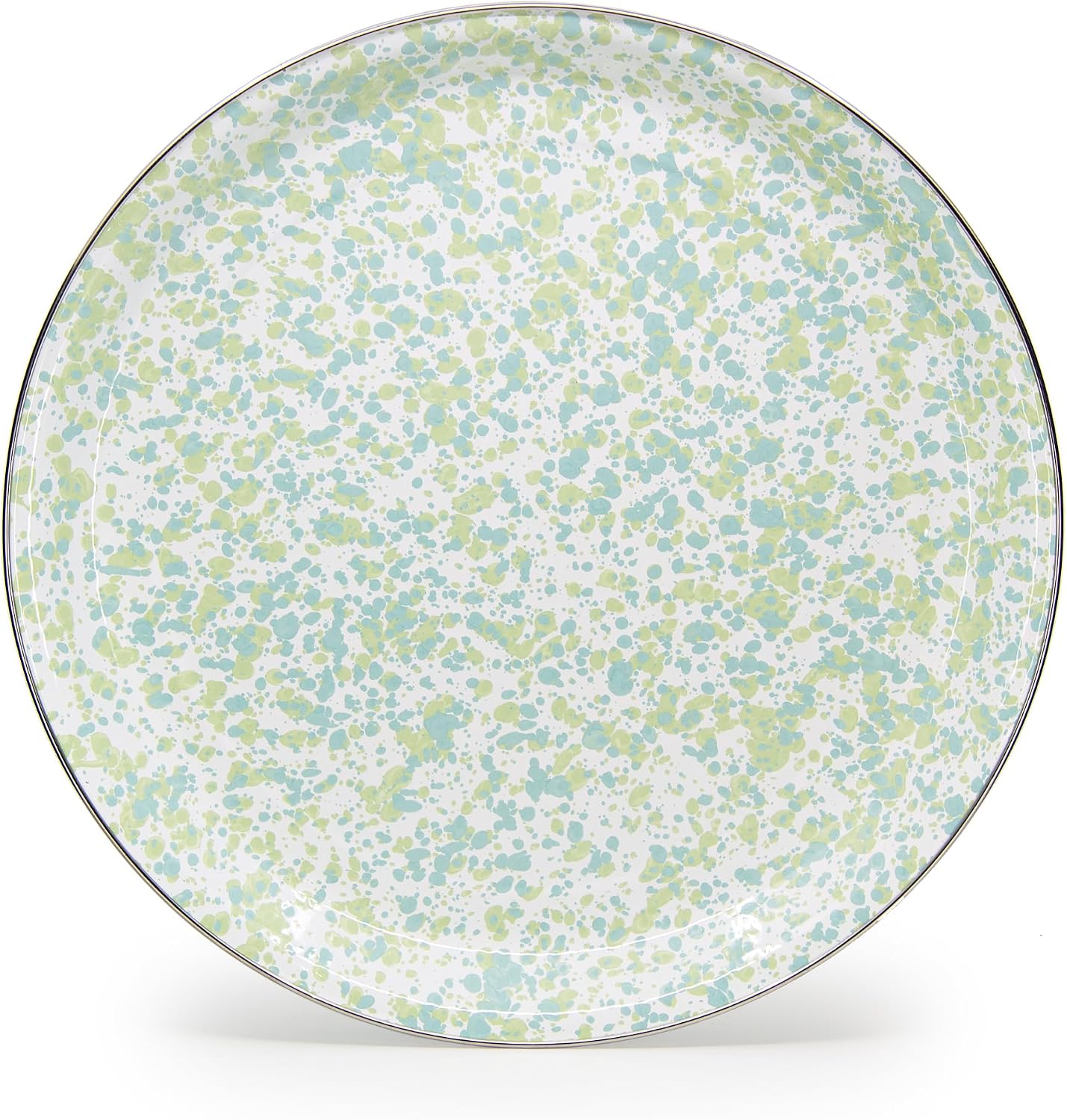Golden Rabbit Enamelware Large Serving Tray, 20 inch, Jardin Swirl