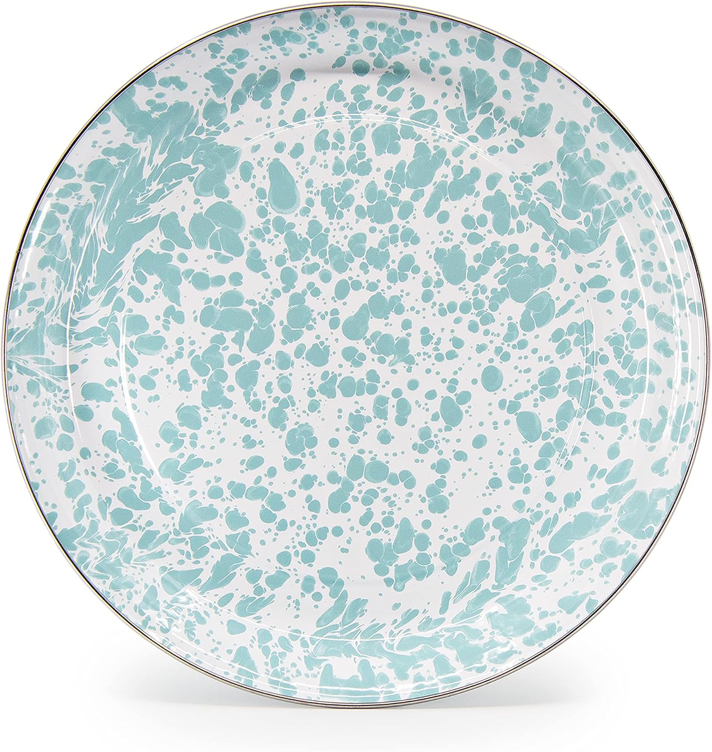 Golden Rabbit Enamelware Small Serving Tray, 12 inch, Sea Glass