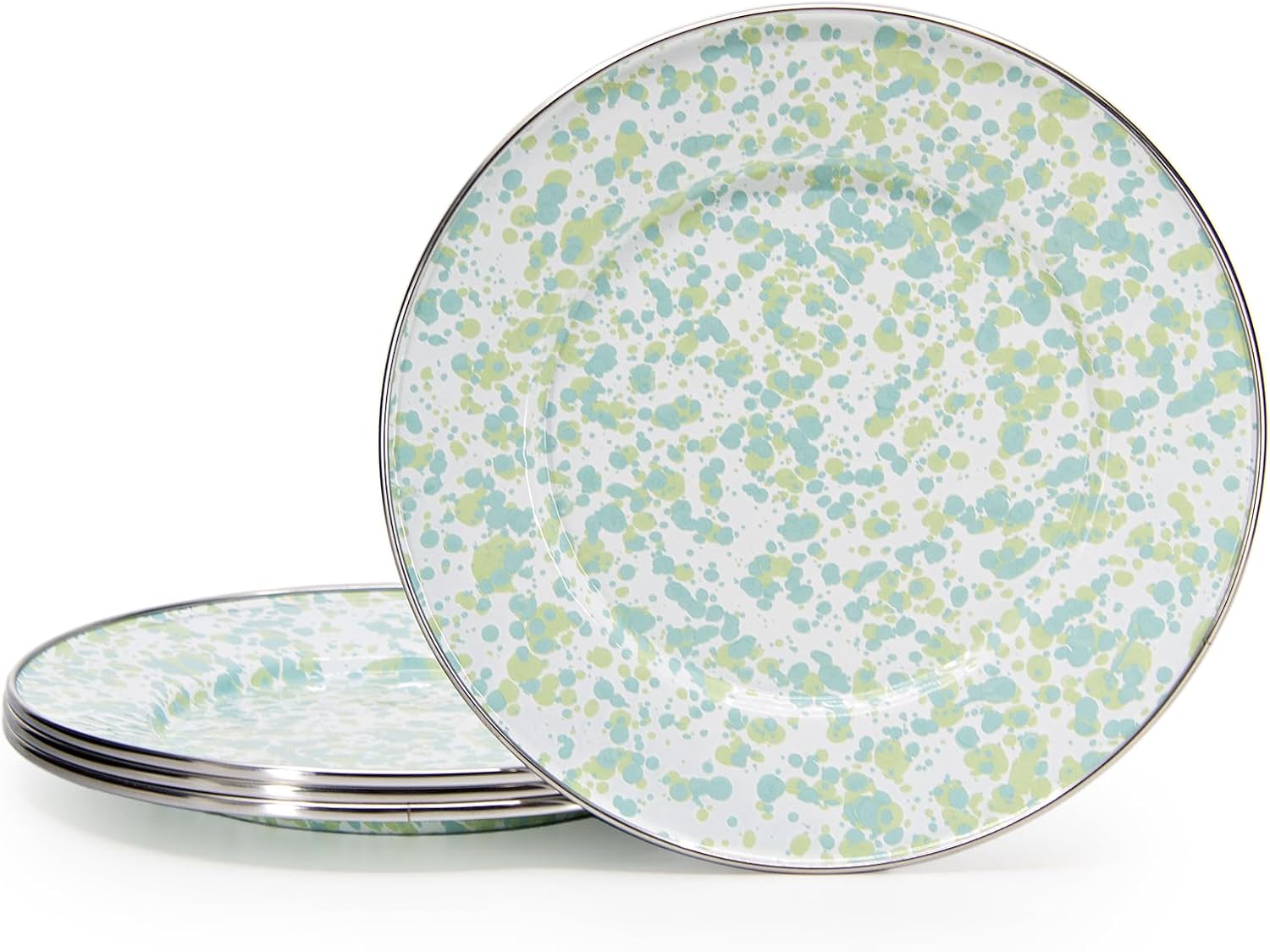 Golden Rabbit Enamelware Sandwich Plates, 8.5 inch, Jardin Swirl, Set of 4