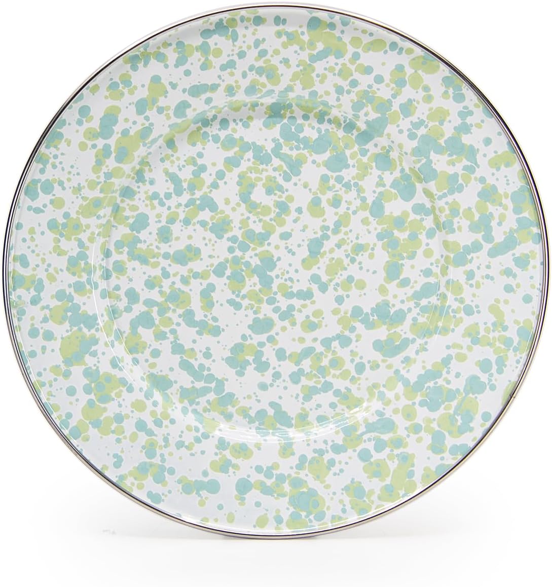 Golden Rabbit Enamelware Sandwich Plates, 8.5 inch, Jardin Swirl, Set of 4