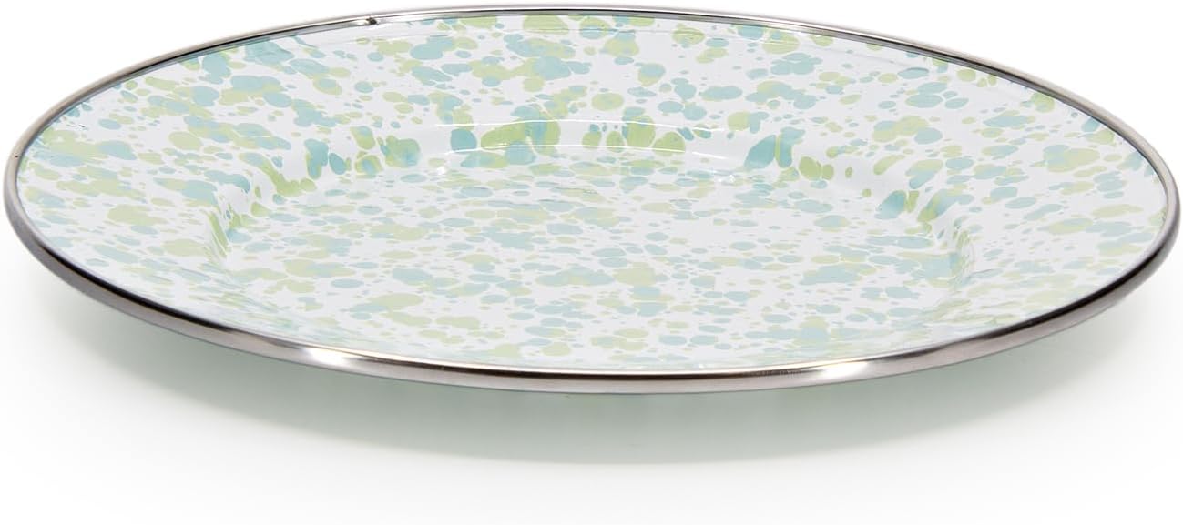 Golden Rabbit Enamelware Sandwich Plates, 8.5 inch, Jardin Swirl, Set of 4