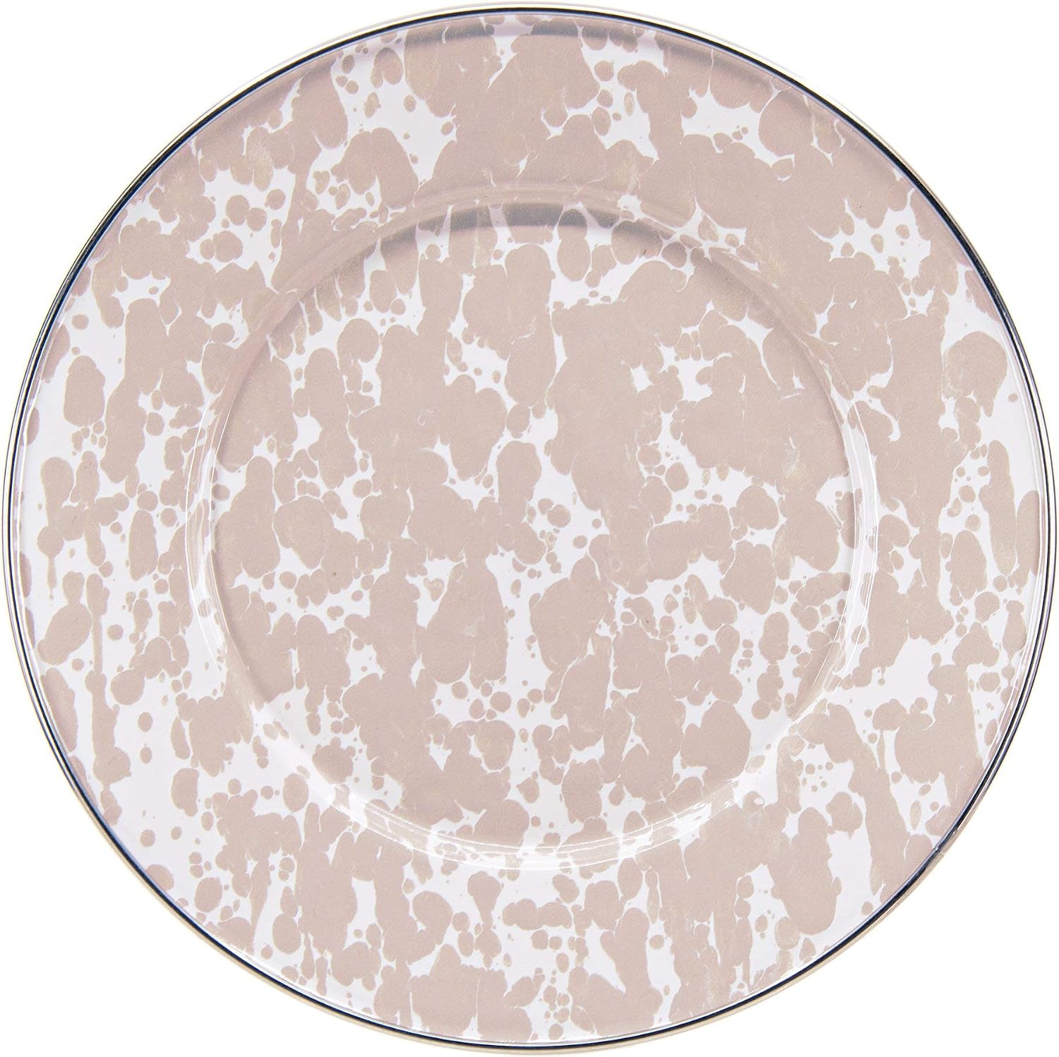 Golden Rabbit Enamelware Sandwich Plates, 8.5 inch, Taupe Swirl, Set of 4