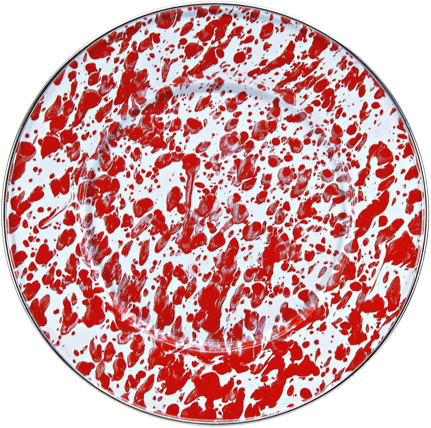 Golden Rabbit Enamelware Sandwich Plates, 8.5 inch, Red Swirl, Set of 4