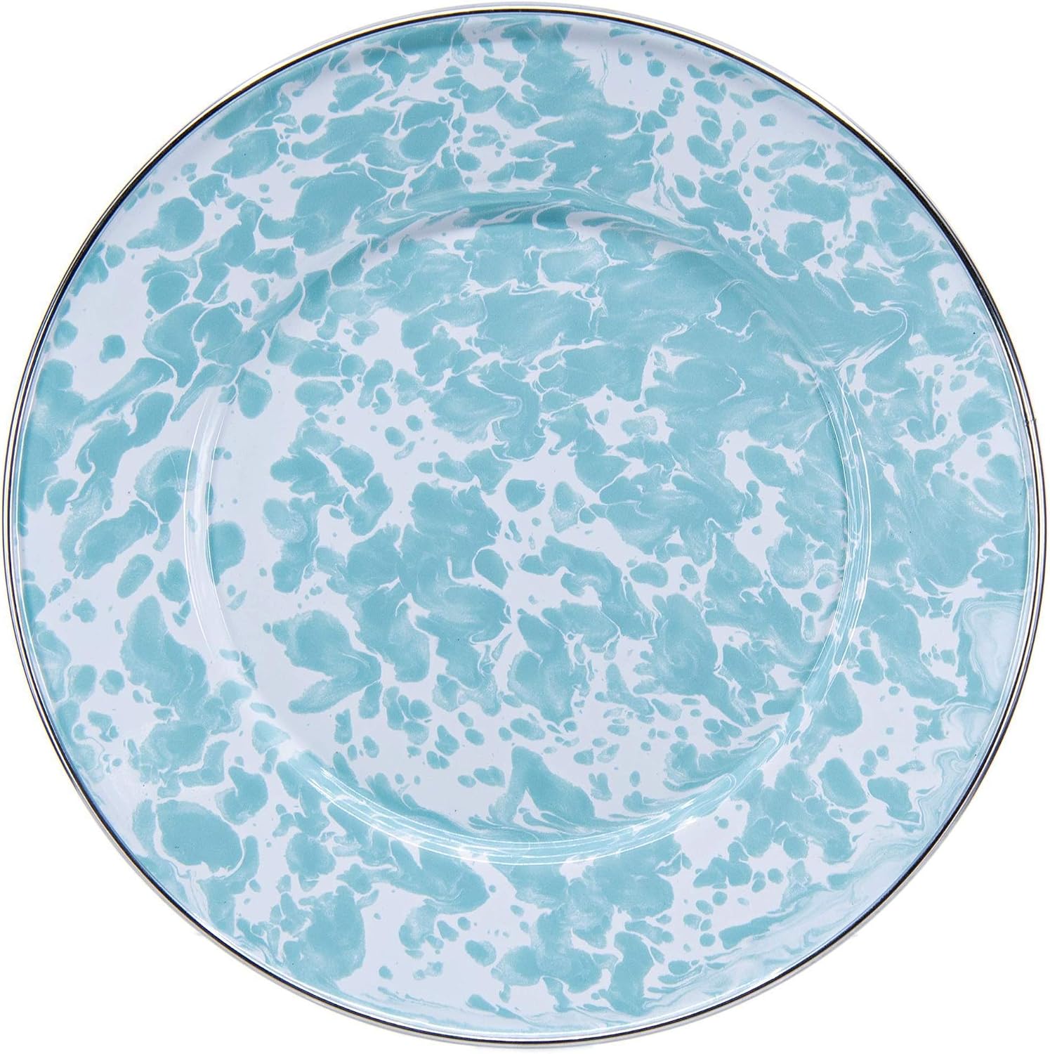 Golden Rabbit Enamelware Sandwich Plates, 8.5 inch, Sea Glass, Set of 4
