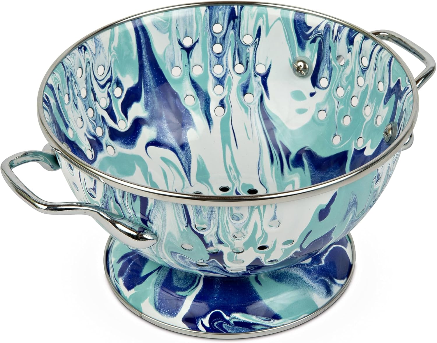 Golden Rabbit Enamelware Petite Colander, 1 quart, Lagoon