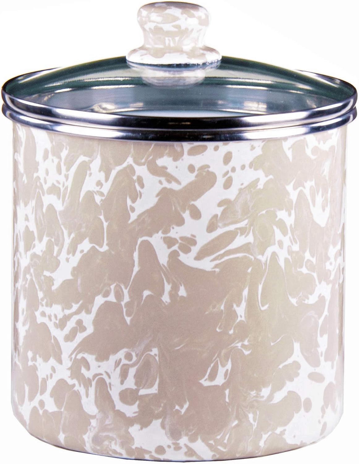Golden Rabbit Enamelware Canister, 8 cup, Taupe Swirl