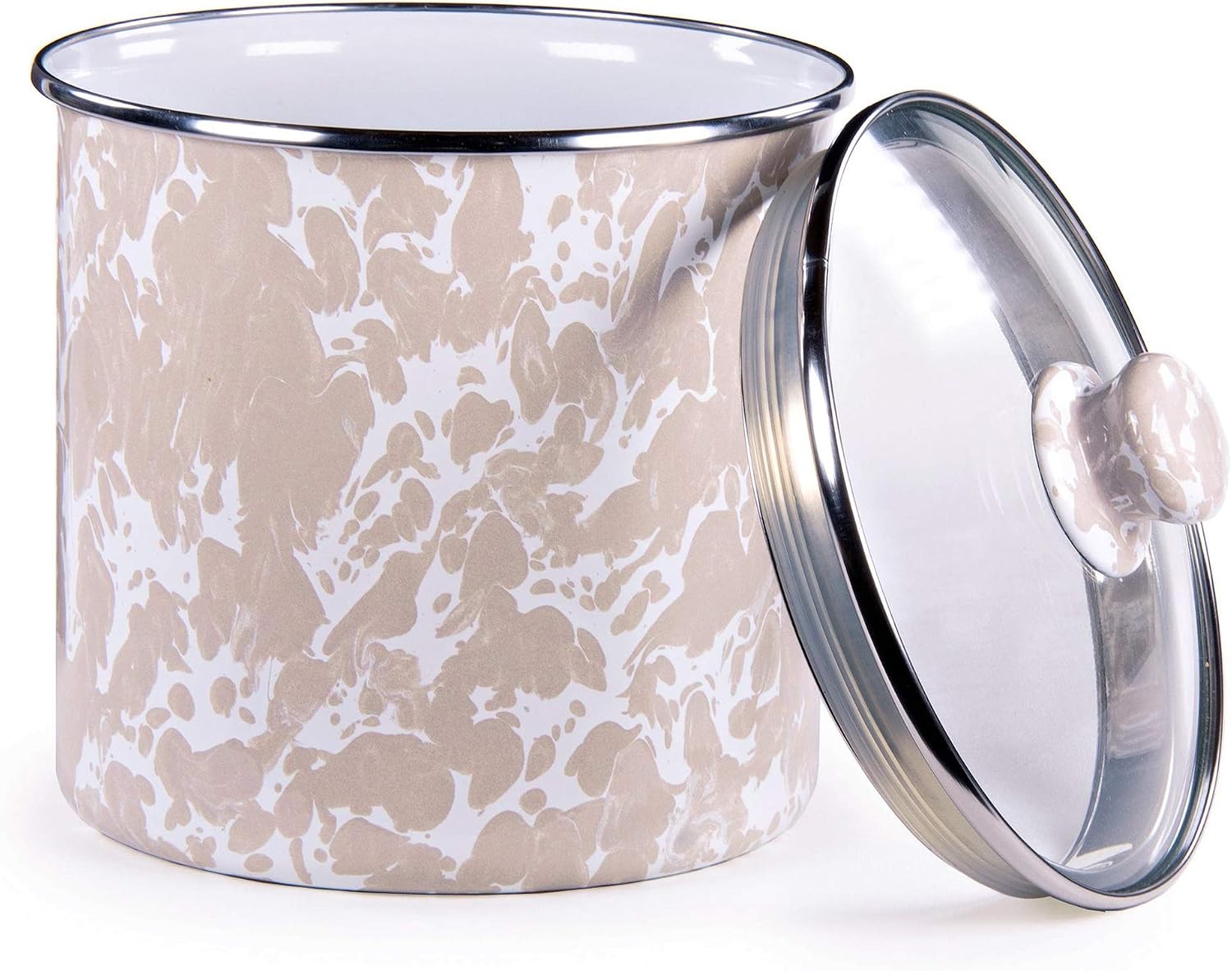 Golden Rabbit Enamelware Canister, 8 cup, Taupe Swirl