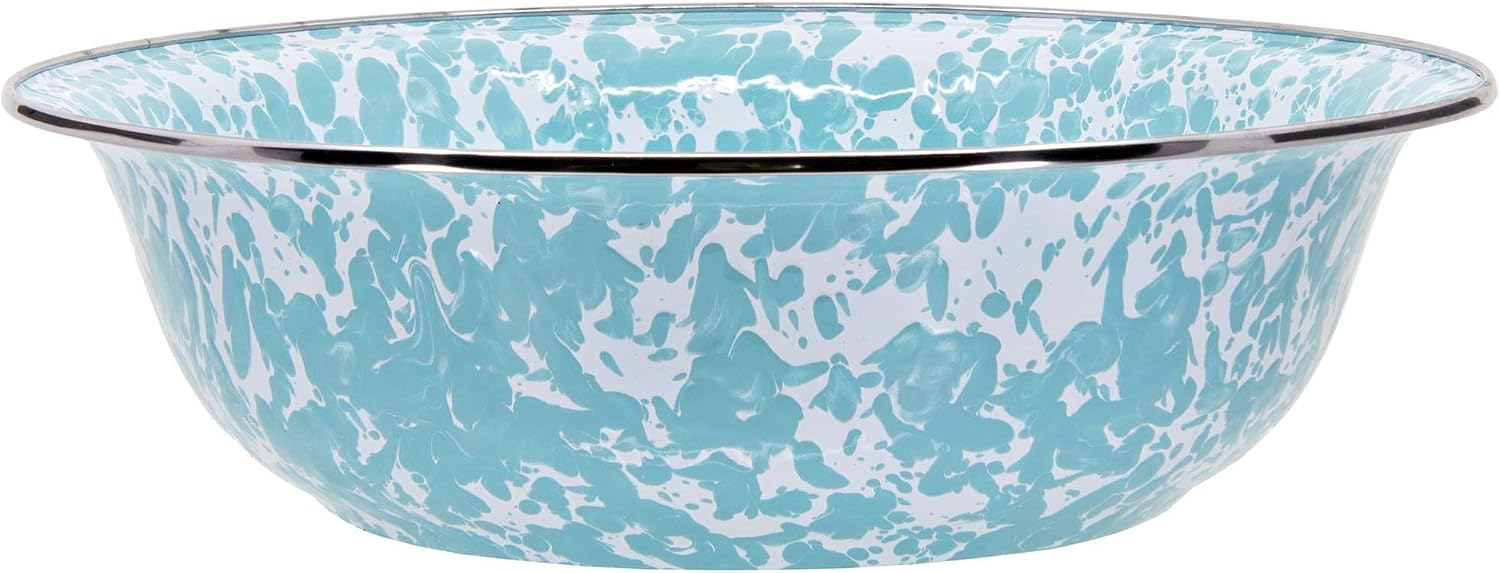 Golden Rabbit Enamelware Serving Basin, 4 quart, Sea Glass