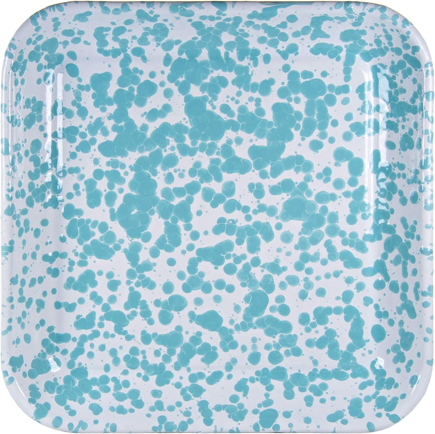 Golden Rabbit Enamelware Square Plates, 10.5 inch, Sea Glass, Set of 2