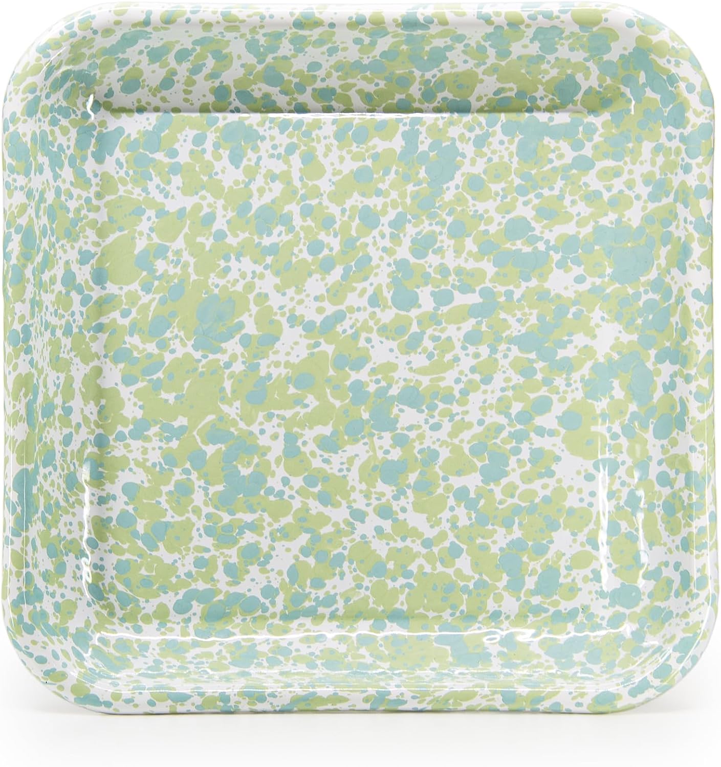 Golden Rabbit Enamelware Square Plates, 10.5 inch, Jardin Swirl, Set of 2