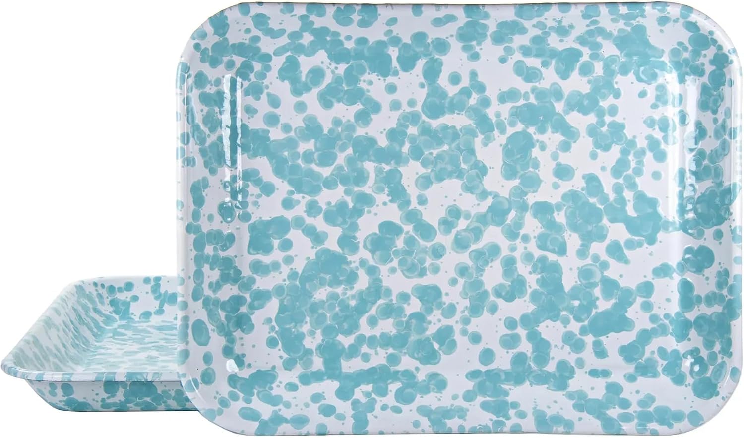 Golden Rabbit Enamelware Quarter Sheet Trays, 12 x 10in, Sea Glass, Set of 2