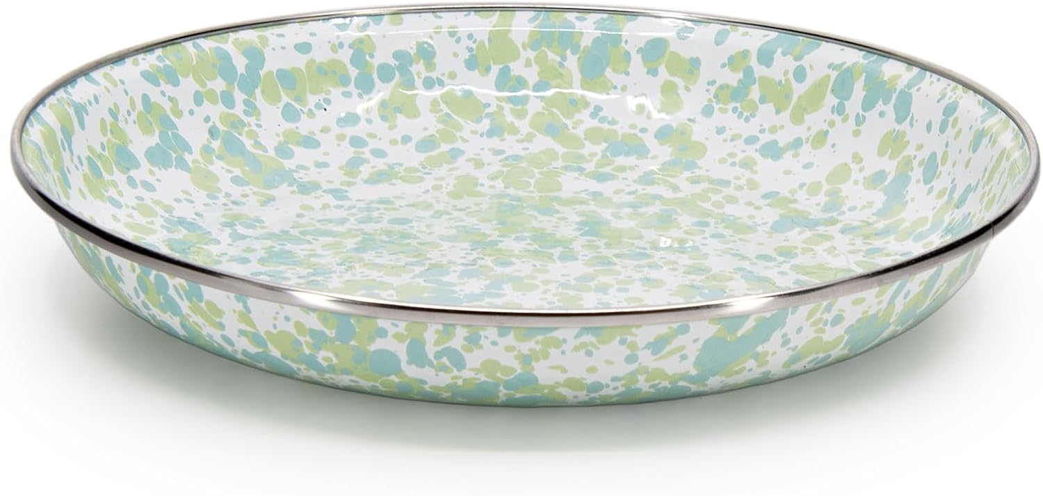 Golden Rabbit Enamelware Pasta Plates, 10 inch, Jardin Swirl, Set of 4