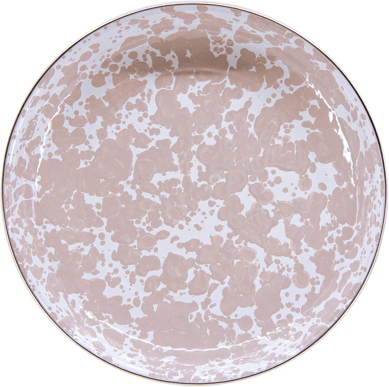 Golden Rabbit Enamelware Pasta Plates, 10 inch, Taupe Swirl, Set of 4
