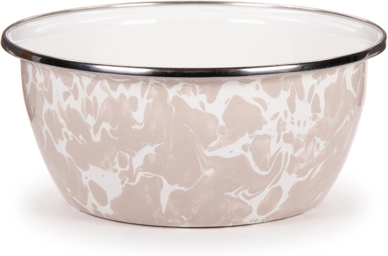 Golden Rabbit Enamelware Salad Bowls, 24 ounce, Taupe Swirl, Set of 4