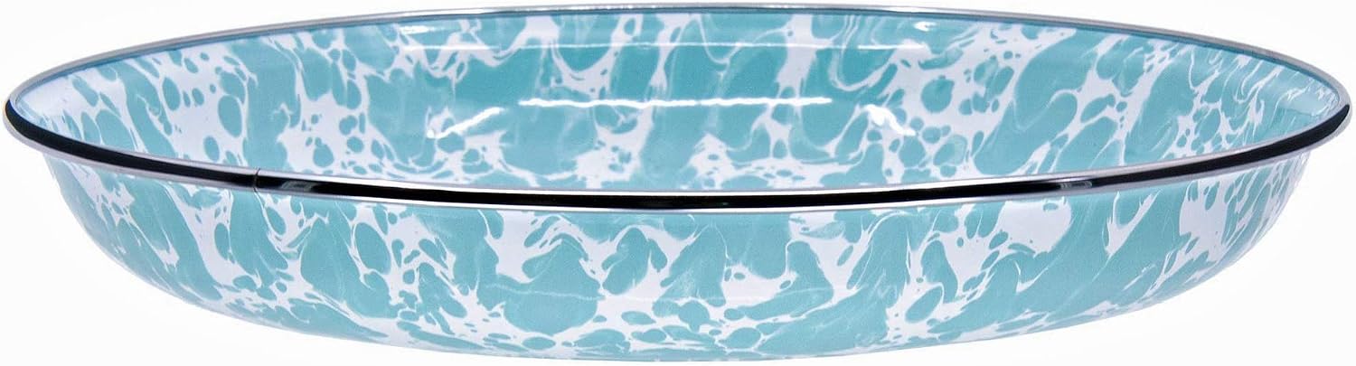 Golden Rabbit Enamelware Pasta Plates, 10 inch, Sea Glass, Set of 4