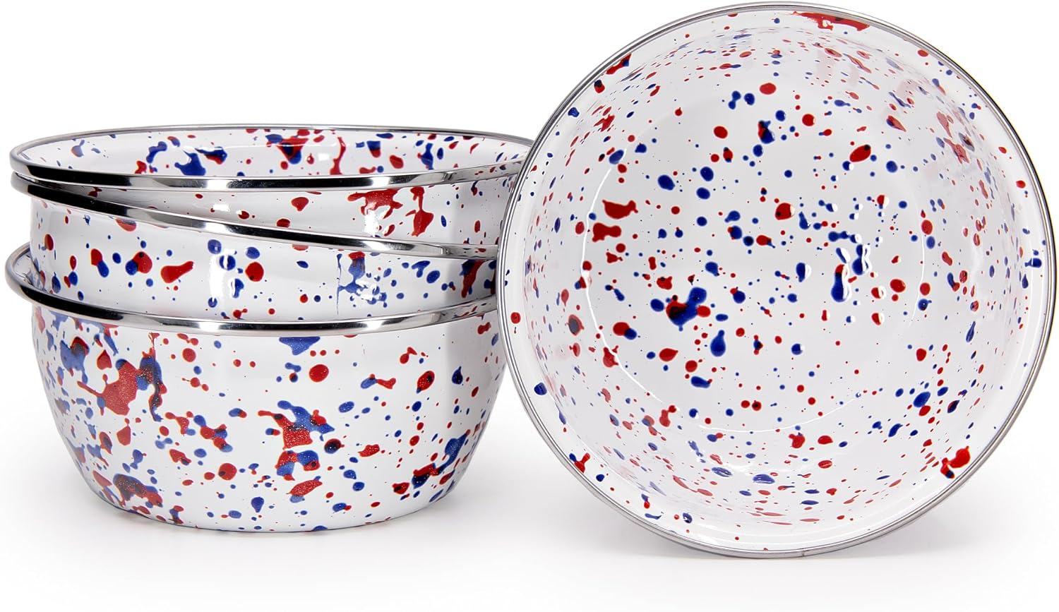 Golden Rabbit Enamelware Salad Bowls, 24 ounce, Americana, Set of 4