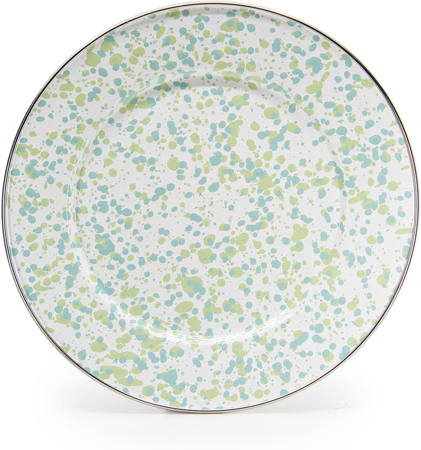 Golden Rabbit Enamelware Dinner Plates, 10.5 inch, Jardin Swirl, Set of 4