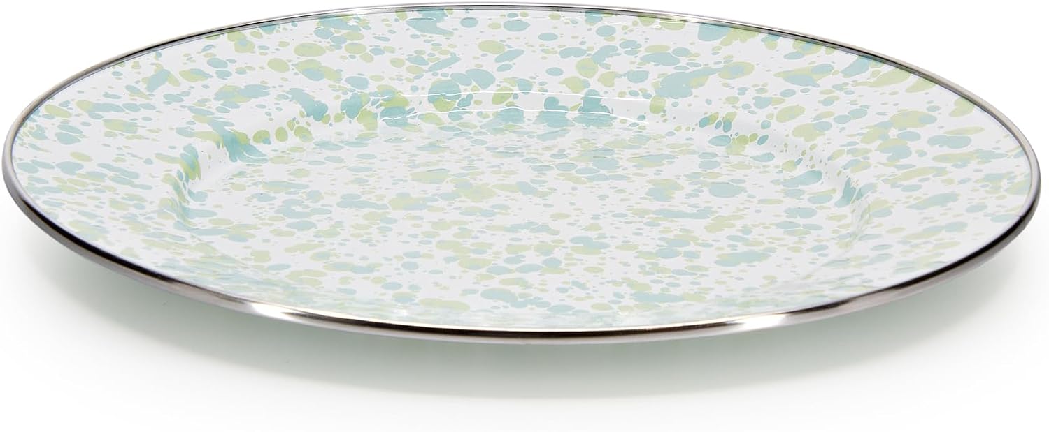 Golden Rabbit Enamelware Dinner Plates, 10.5 inch, Jardin Swirl, Set of 4