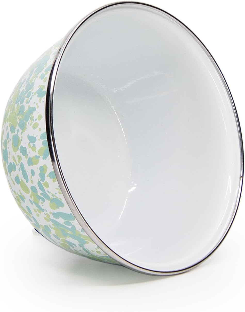 Golden Rabbit Enamelware Salad Bowls, 24 ounce, Jardin Swirl, Set of 4