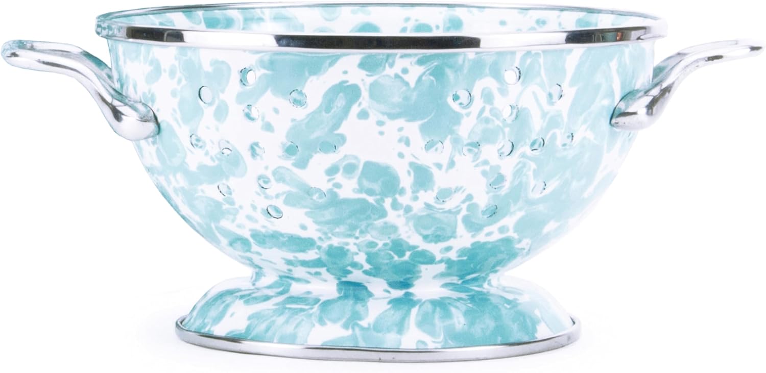 Golden Rabbit Enamelware - Set of 3 Colanders (Sea Glass Swirl)