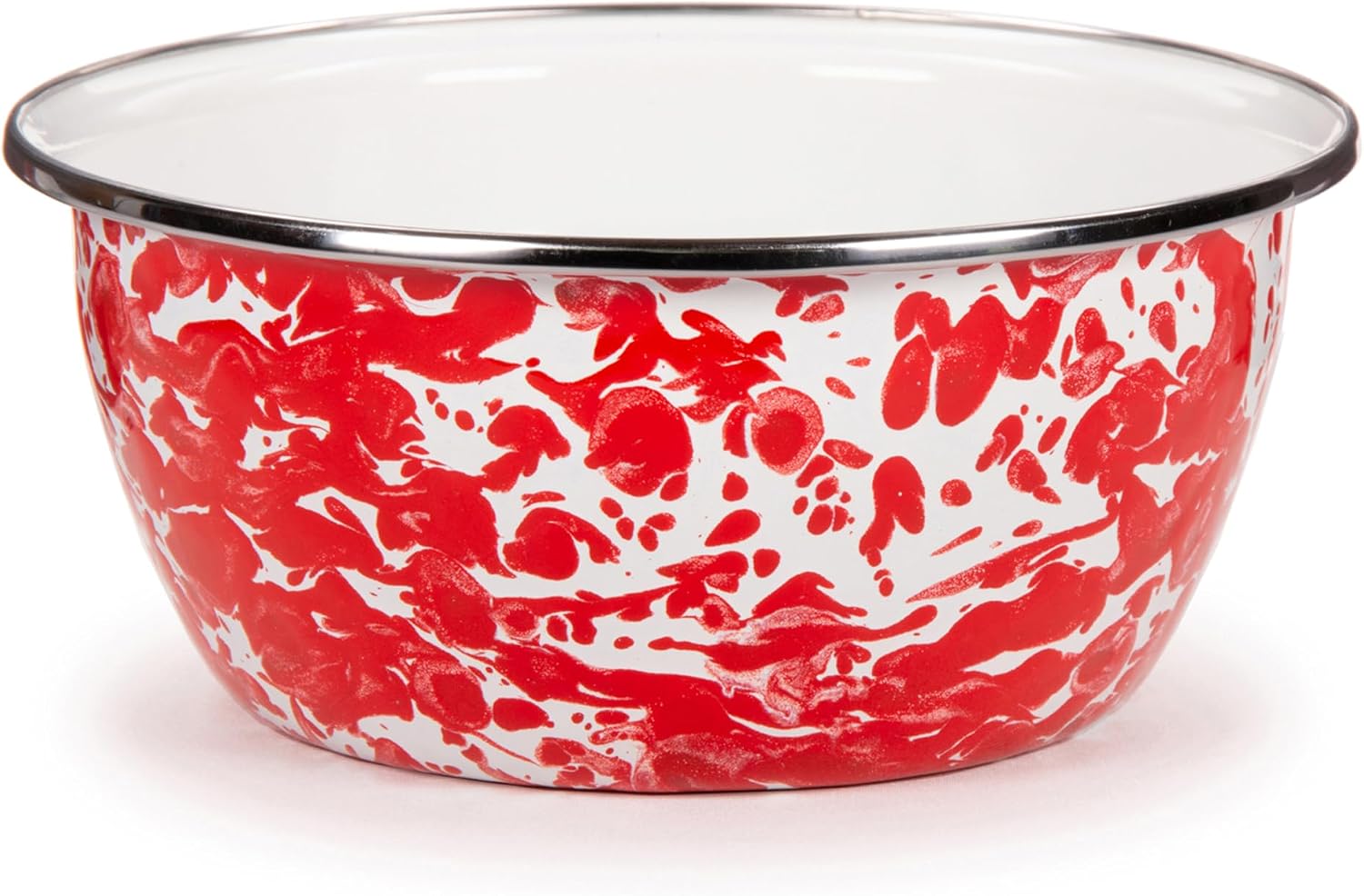Golden Rabbit Enamelware Salad Bowls, 24 ounce, Red Swirl, Set of 4