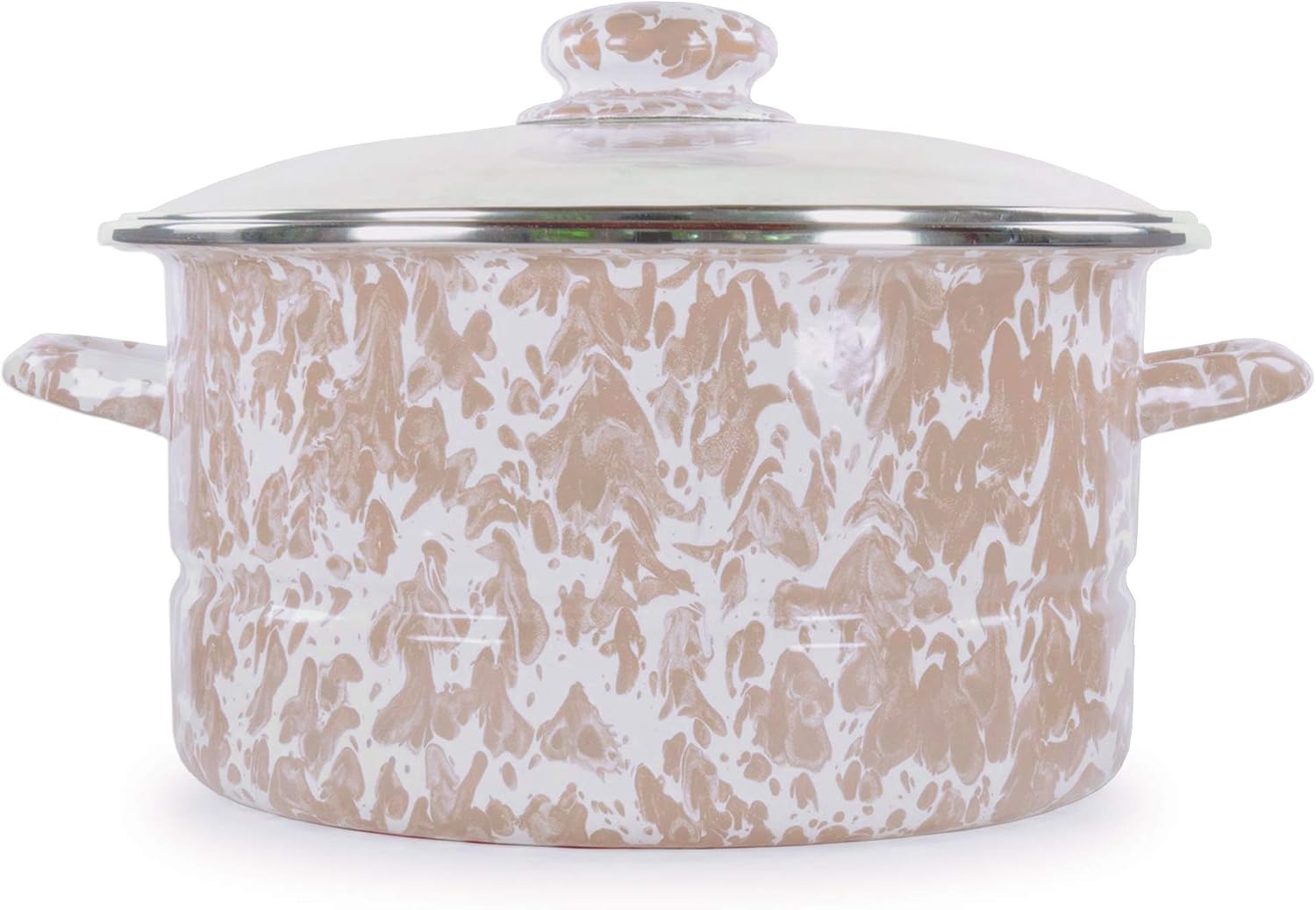 Golden Rabbit Enamelware Soup or Stock Pot, 6 quart, Taupe Swirl