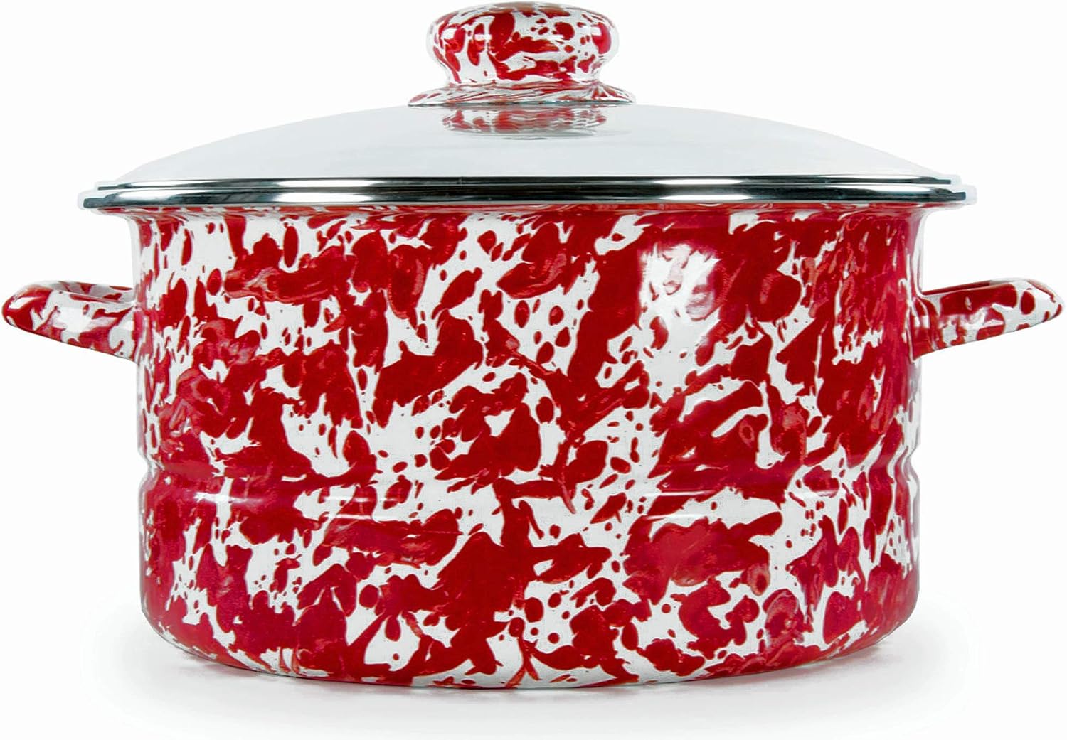 Golden Rabbit Enamelware Soup or Stock Pot, 6 quart, Red Swirl