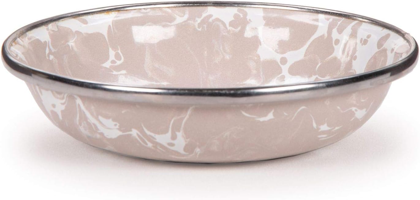 Golden Rabbit Enamelware Tasting Dish Bowls, 4 ounce, Taupe Swirl, Set of 6