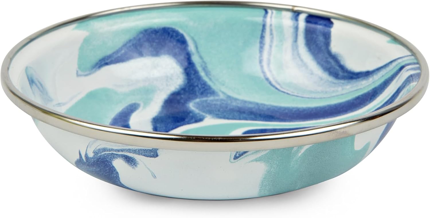 Golden Rabbit Enamelware Tasting Dish Bowls, 4 ounce, Lagoon, Set of 6