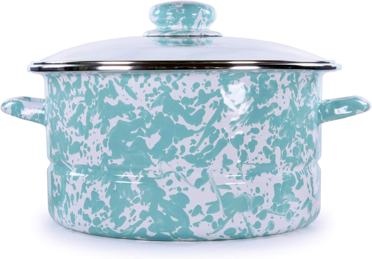 Golden Rabbit Enamelware Soup or Stock Pot, 6 quart, Sea Glass