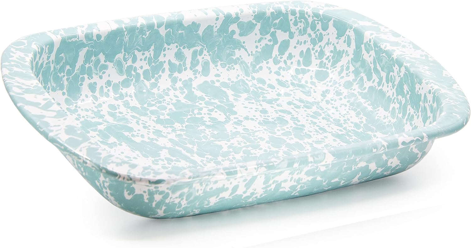 Golden Rabbit Enamelware Baking Pan, 3 quart, Sea Glass