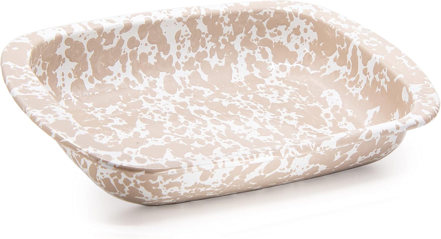 Golden Rabbit Enamelware Baking Pan, 3 quart, Taupe Swirl