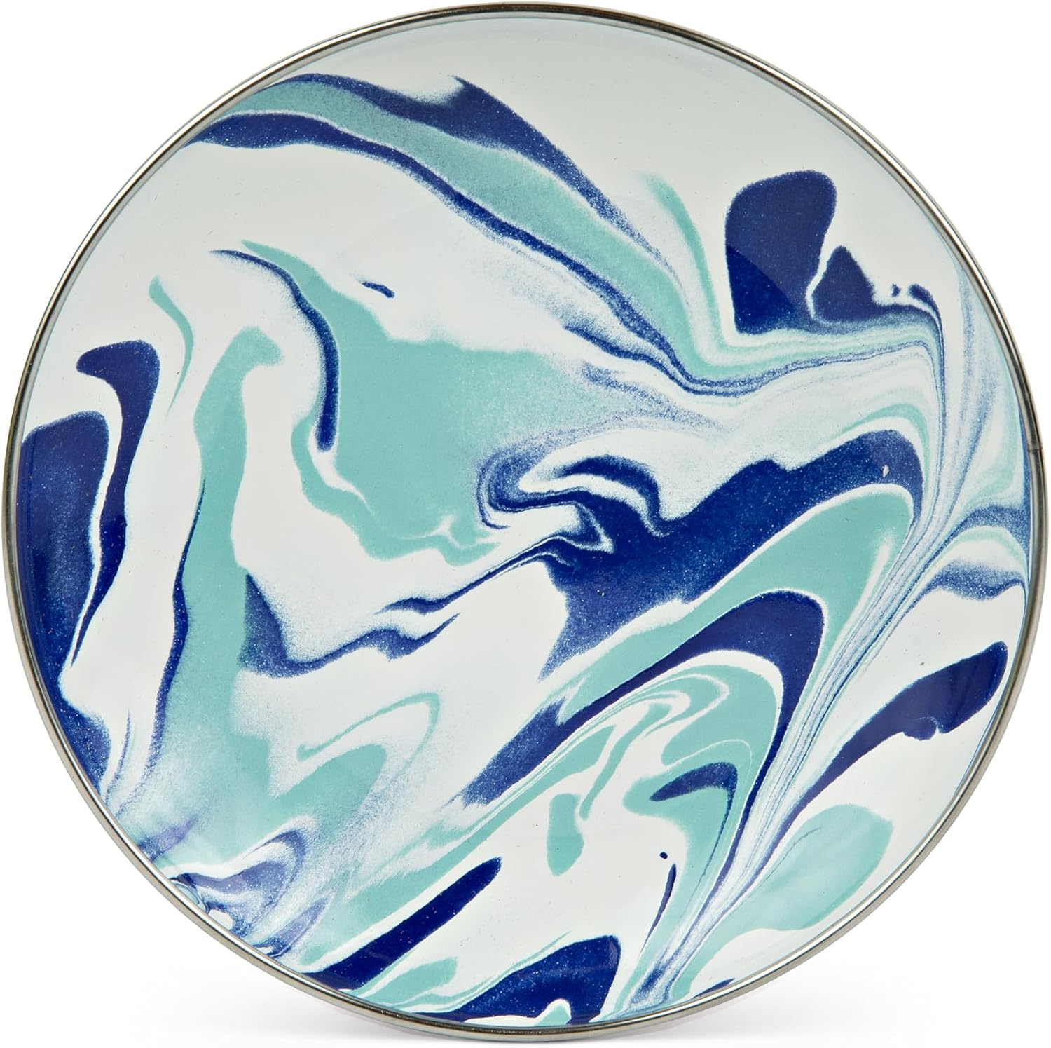 Golden Rabbit Enamelware Appetizer Plates, 6 inch, Lagoon, Set of 4