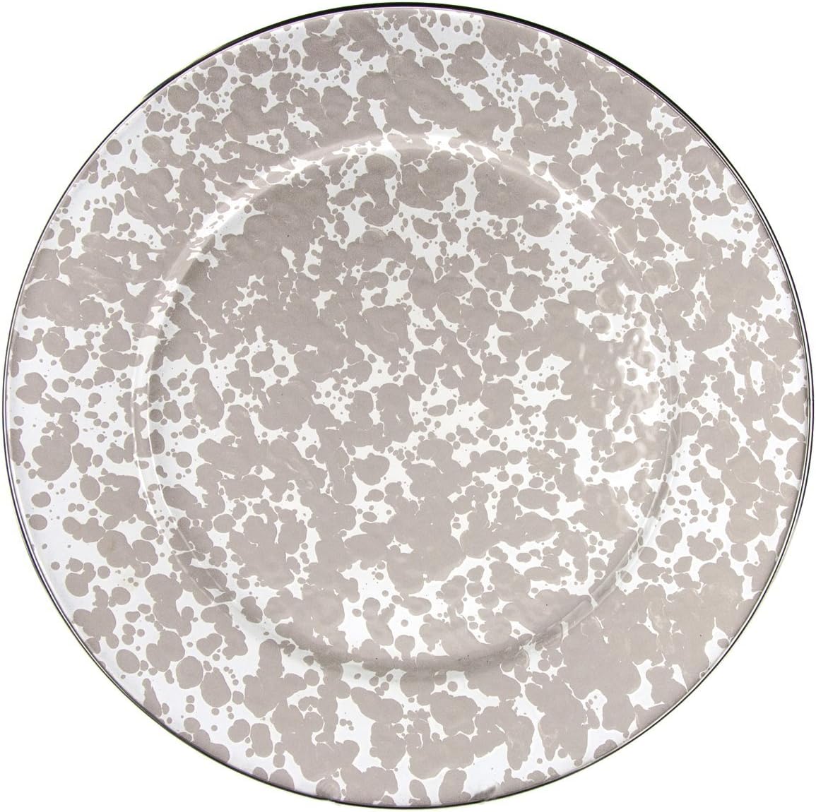 Golden Rabbit Enamelware Chargers, 12.5 inch, Taupe Swirl, Set of 2