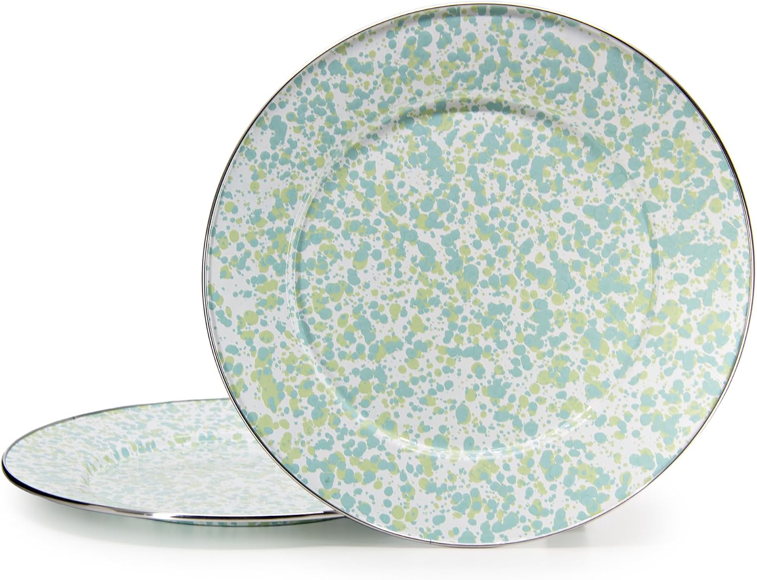 Golden Rabbit Enamelware Chargers, 12.5 inch, Jardin Swirl, Set of 2