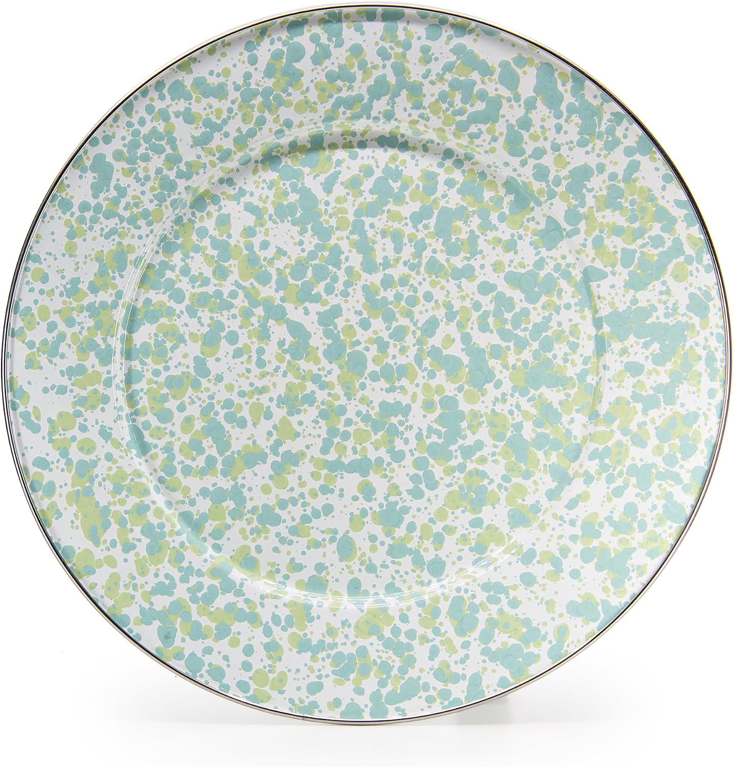Golden Rabbit Enamelware Chargers, 12.5 inch, Jardin Swirl, Set of 2
