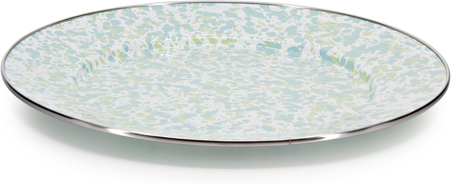 Golden Rabbit Enamelware Chargers, 12.5 inch, Jardin Swirl, Set of 2