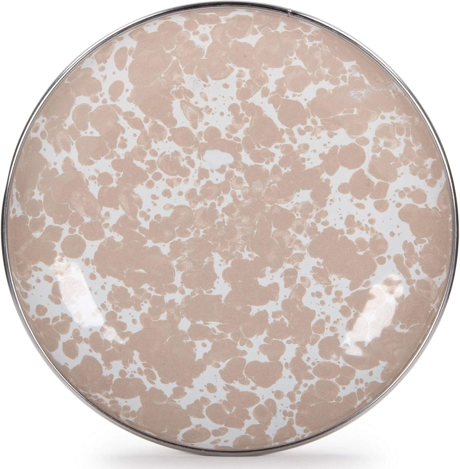 Golden Rabbit Enamelware Appetizer Plates, 6 inch, Taupe Swirl, Set of 4